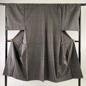男着物 美品 名品 証紙あり 大島紬 アンサンブル 幾何学 焦茶色 袷 身丈139.5cm 裄丈69cm S 正絹 バーゲン