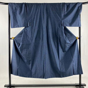 男着物 美品 秀品 アンサンブル 紬 亀甲絣 藍色 袷 身丈143cm 裄丈71cm M 正絹 ネット通販