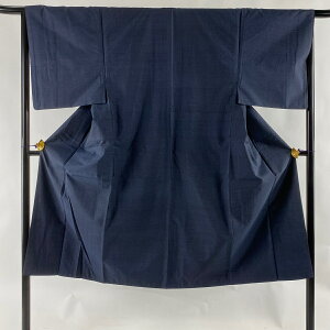 男着物 優品 アンサンブル 紬 亀甲絣 紺色 袷 身丈135cm 裄丈65.5cm S 正絹 ネット予約