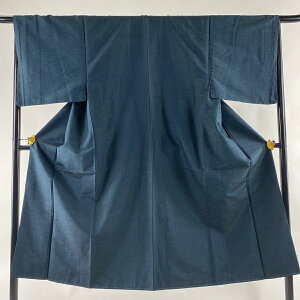男着物 美品 優品 紬 アンサンブル 紺色 袷 身丈140cm 裄丈67cm S 正絹 バーゲン