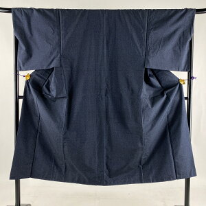男着物 美品 優品 アンサンブル 紬 幾何学 紺色 袷 身丈140cm 裄丈66.5cm S 正絹 通販