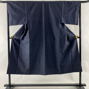 男着物 優品 紬 アンサンブル 幾何学模様 濃紺 袷 身丈140cm 裄丈67cm S 正絹 通販
