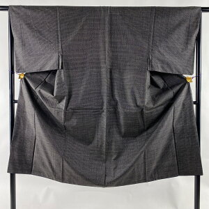 男着物 美品 秀品 アンサンブル 紬 亀甲絣 黒灰 袷 身丈134cm 裄丈66cm S 正絹 通販セール