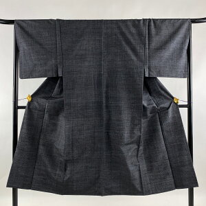 男着物 美品 名品 証紙あり アンサンブル 紬地 草木染 縞 濃紫 単衣 身丈135cm 裄丈67cm S 正絹 格安セール