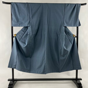 男着物 美品 優品 アンサンブル 紬 青灰色 袷 身丈145cm 裄丈71cm L 正絹 通販