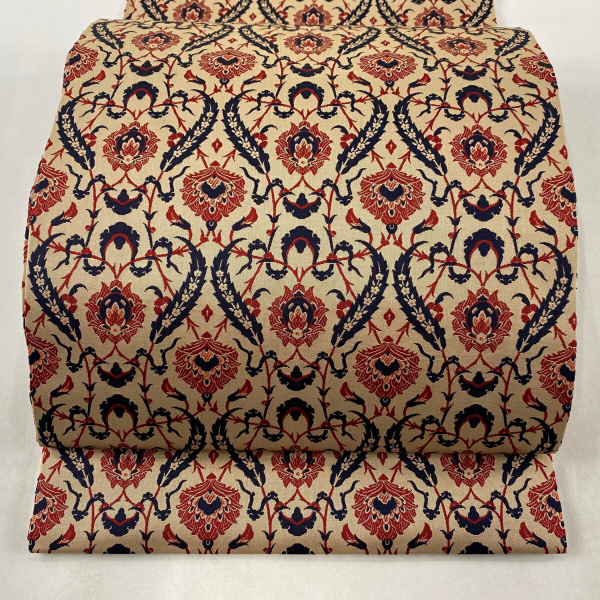 30％OFF 開き名古屋帯 美品 逸品 龍村晋 草花 ベージュ 正絹 【中古】 msp30のサムネイル