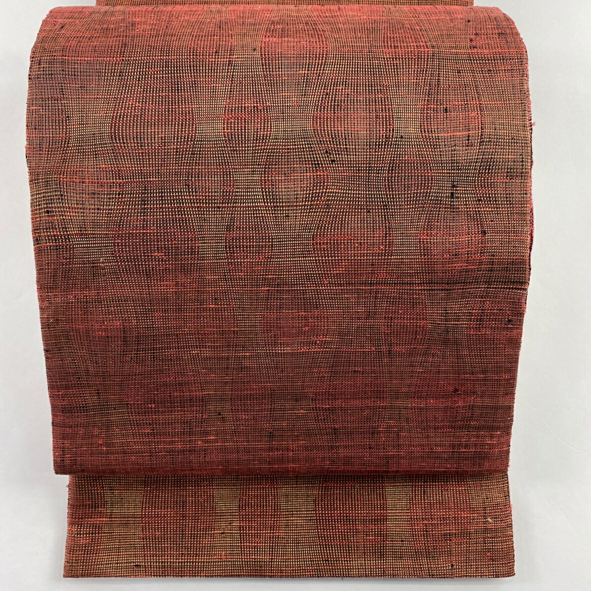 袋帯 美品 秀品 夏帯 幾何学 金糸 赤茶 全通 正絹 【中古】のサムネイル