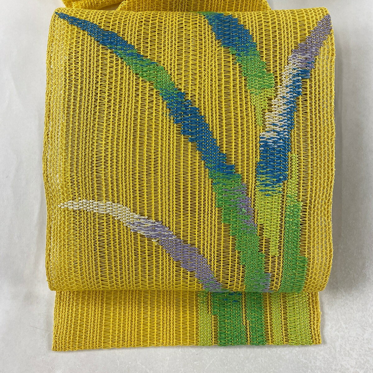 名古屋帯 美品 優品 夏帯 葉 黄色 正絹 【中古】のサムネイル