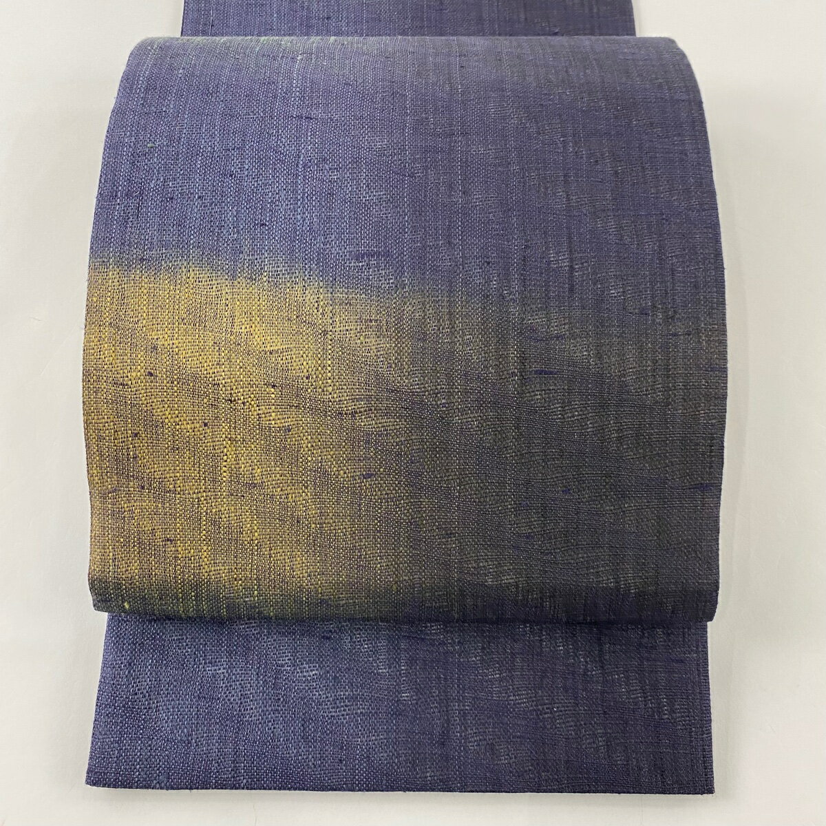 50％OFF 袋帯 美品 名品 紬地 夏帯 幾何学模様 ぼかし 濃紫 全通 正絹 【中古】 msp50のサムネイル