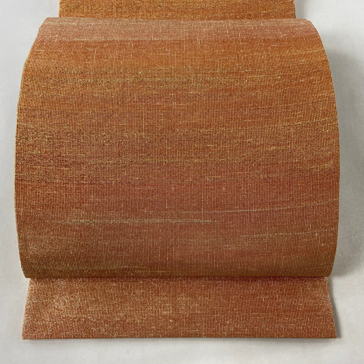 50％OFF 袋帯 美品 逸品 落款あり 桝屋高尾 ねん金綴錦 段霞文 金糸 オレンジ 全通 正絹 【中古】 msp50のサムネイル