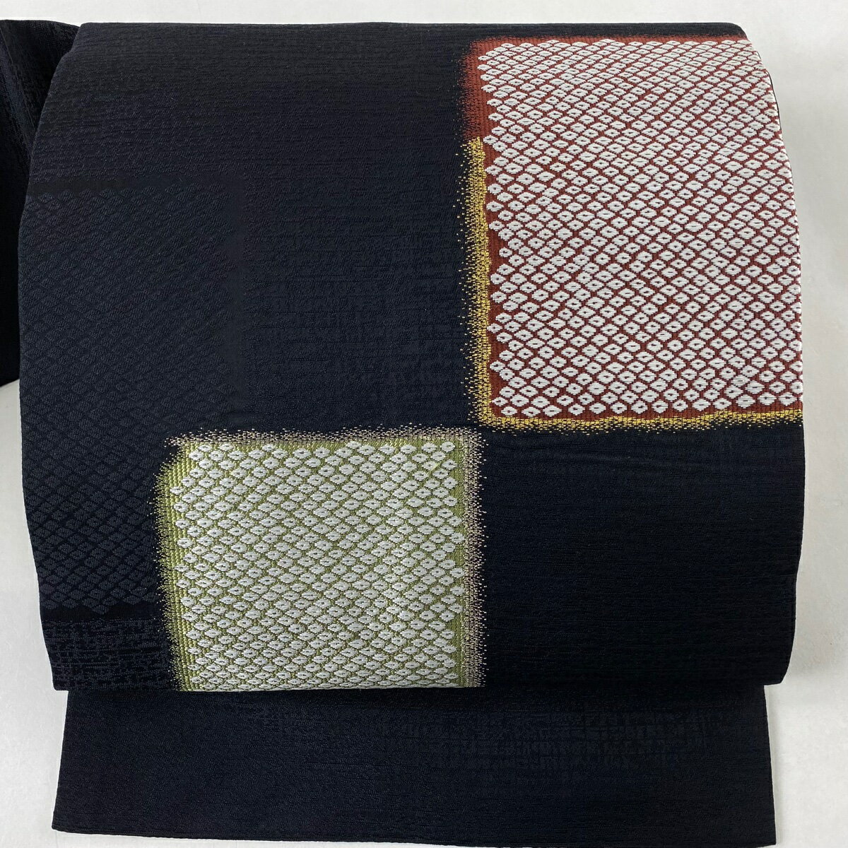 30％OFF 名古屋帯 美品 秀品 疋田柄 金糸 黒 正絹 【中古】 msp30のサムネイル