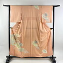 付下げ 身丈158cm 裄丈63.5cm S 袷 華文 華唐草 サーモンピンク 正絹 秀品 