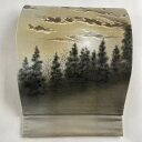 袋帯 美品 秀品 落款あり 風景 樹木 箔 薄茶色 お太鼓柄 正絹 【中古】