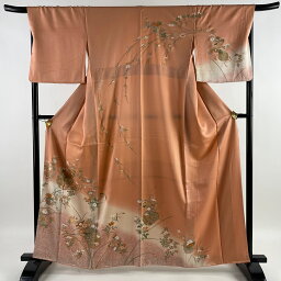 30％OFF 訪問着 身丈163cm 裄丈69cm L 袷 雪輪 花籠 金彩 染め分け ピンク 正絹 美品 秀品 msp30