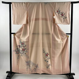 付下げ 身丈159.5cm 裄丈62cm S 袷 枝花 ぼかし 薄ピンク 正絹 美品 秀品 【中古】