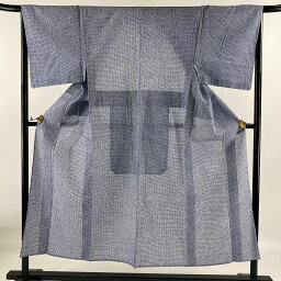 男着物 身丈150cm 裄丈67cm L 浴衣 絞り浴衣 紺色 綿 名品 【中古】