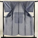 男着物 身丈150cm 裄丈67cm L 浴衣 絞り浴衣 紺色 綿 名品 【中古】 3