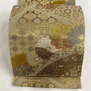 【在庫一掃】 袋帯 美品 秀品 菊 蜀江華紋 箔 金色 六通 正絹 【中古】