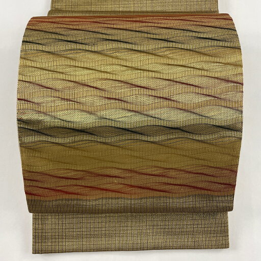 【在庫一掃】 袋帯 美品 秀品 よろけ縞 金通し 金色 お太鼓柄 正絹 【中古】 【在庫一掃】 袋帯 美品 秀品 よろけ縞 金通し 金色 お太鼓柄 正絹 【中古】