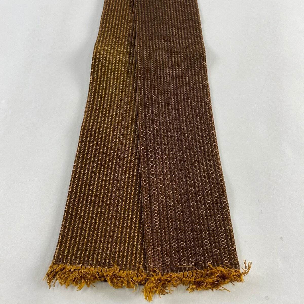 【在庫一掃】 角帯 優品 縞 茶色 正絹 【中古】