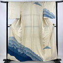 【在庫一掃】 付下げ 身丈160cm 裄丈62.5cm S 袷 シルエット 塔 ぼかし クリーム 正絹 優品 【中古】
