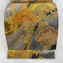 【在庫一掃】 袋帯 秀品 振袖向き 松 藤 金糸 箔 銀色 六通 正絹 【中古】