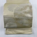 【在庫一掃】 袋帯 秀品 雪輪 箔 ベージュ 六通 正絹 【中古】