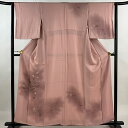 【在庫一掃】 付下げ 身丈159cm 裄丈62cm S 袷 紅葉 笹 ぼかし ピンク 正絹 優品 【中古】