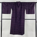 【在庫一掃】 道行 身丈122cm 裄丈66cm M 和装コート 松 宝尽くし ビロード風 濃紫 正絹 美品 逸品 【中古】