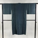 【在庫一掃】 道行 身丈123cm 裄丈64cm M 和装コート 角衿 菊 紺色 正絹 逸品 【中古】