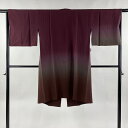 【在庫一掃】 道中着 身丈107cm 裄丈65cm M 和装コート ぼかし柄 染め分け 紫 正絹 逸品 【中古】
