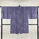 【在庫一掃】 道中着 身丈96cm 裄丈67cm M 和装コート 梅 金彩 紫 正絹 逸品 【中古】