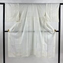 【在庫一掃】 長襦袢 身丈131cm 裄丈63.5cm S 地紋 クリーム 正絹 美品 名品 【中古】