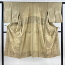 【在庫一掃】 長襦袢 身丈125cm 裄丈64cm M 葉と実 薄茶色 正絹 秀品 【中古】