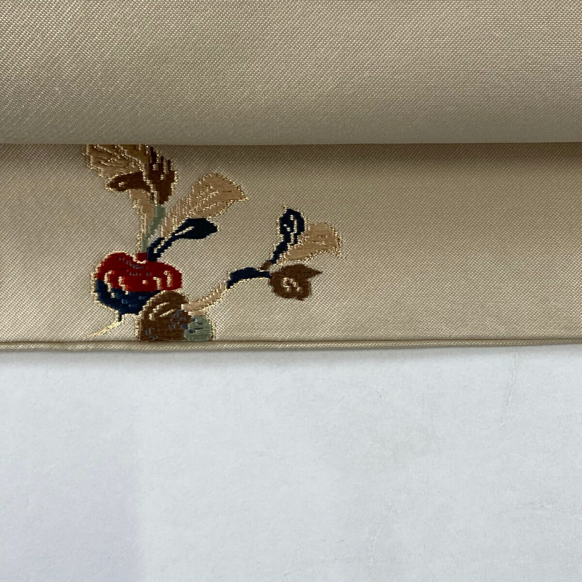 名古屋帯 秀品 生り物 箔 ベージュ 正絹 【中古】 msp70