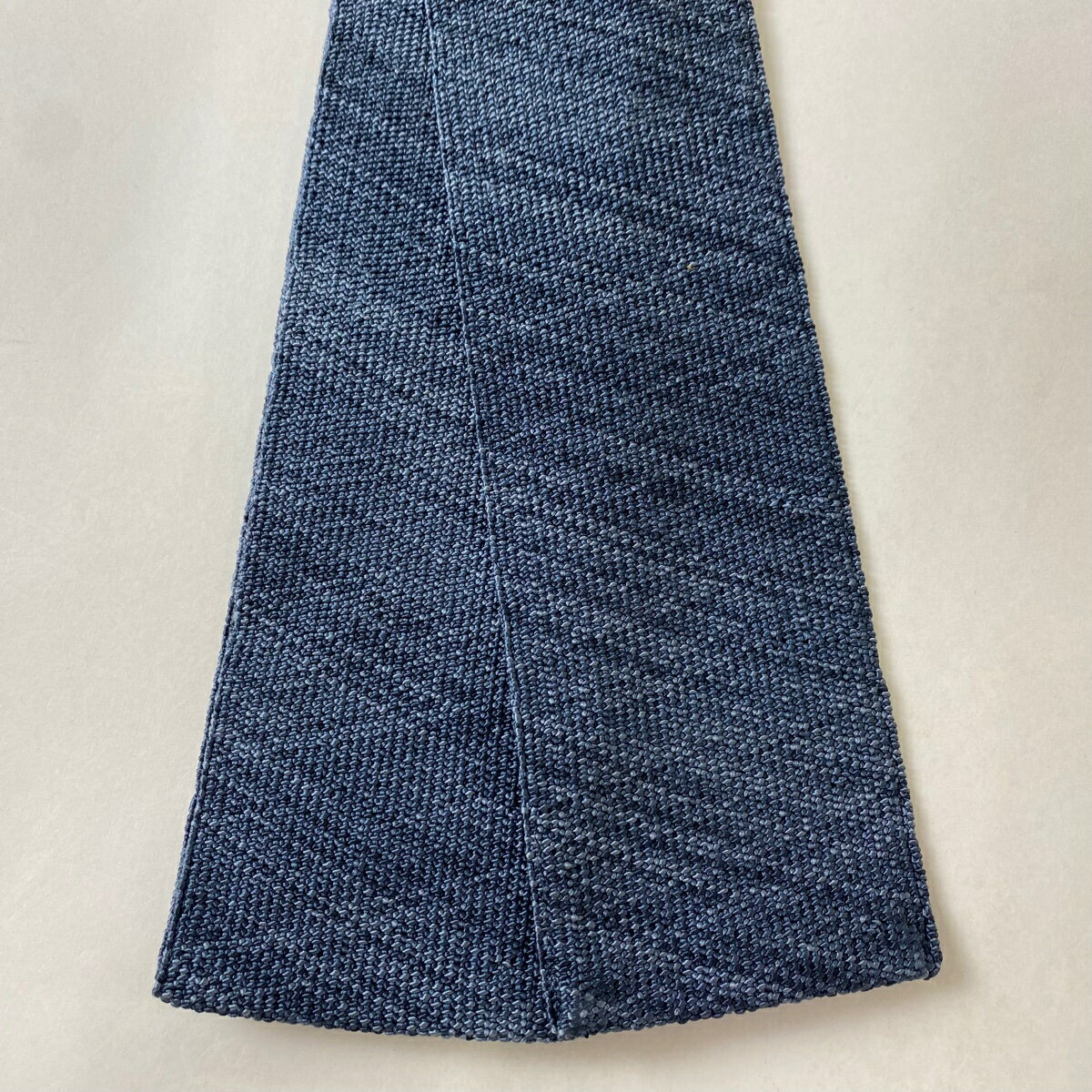 角帯 優品 斜縞 幾何学 藍色 正絹 【中古】