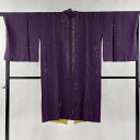 【最終値引き】 道中着 身丈108.5cm 裄丈68cm L 和装コート 着物衿 リバーシブル 幾何学模様 金彩 紫 正絹 美品 逸品 【中古】 msp70