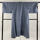 【最終値引き】 道中着 身丈130cm 裄丈65cm M 和装コート 着物衿 幾何学 青灰色 正絹 逸品 【中古】 msp70