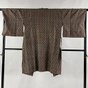 【最終値引き】 道中着 身丈104cm 裄丈66cm M 和装コート 幾何学 茶色 正絹 美品 逸品 【中古】 msp70