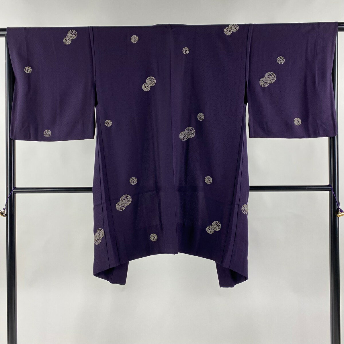羽織 身丈96cm 裄丈65cm M 鞠 濃紫 正絹 美品 逸品 【中古】