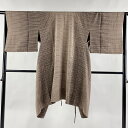 【最終値引き】 道中着 身丈103cm 裄丈65cm M 和装コート 着物衿 横縞 灰茶 正絹 美品 逸品 【中古】 msp70