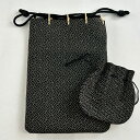 和装バッグ 逸品 合切袋 巾着 ミニ巾着付き 紗綾形 黒 和装小物 【中古】