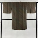 【最終値引き】 道行 身丈99cm 裄丈63cm S 和装コート 角衿 斜縞 茶色 正絹 逸品 【中古】 msp70