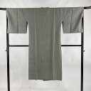 【最終値引き】 道行 身丈127.5cm 裄丈67cm M 和装コート 角衿 幾何学 灰緑 正絹 名品 【中古】 msp70