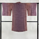 【最終値引き】 道行 身丈98.5cm 裄丈62cm S 和装コート 被布衿 やまと 草花 地紋 箔 茶紫 正絹 逸品 【中古】 msp70