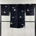 道行 身丈87cm 裄丈62cm S 和装コート 角衿 辻が花 幾何学模様 黒 正絹 美品 秀品 【中古】 msp70