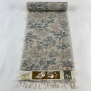 反物 秀品 紬 樹木 建物 灰茶 正絹 【中古】