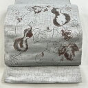 【最終値引き】 名古屋帯 美品 優品 八寸名古屋帯 瓢箪 灰色 化繊 【中古】 msp70