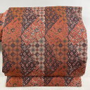 【最終値引き】 名古屋帯 美品 優品 草花 菱 赤茶 正絹 【中古】 msp70