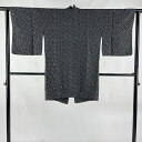 道中着 身丈93cm 裄丈62cm S 和装コート 着物衿 花唐草 墨色 正絹 美品 秀品 【中古】 msp70
